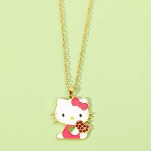 YES💲1⃣⏩▶Hello Kitty Gold Pendant Necklace Hello Kitty Holding A Sparkling Heart